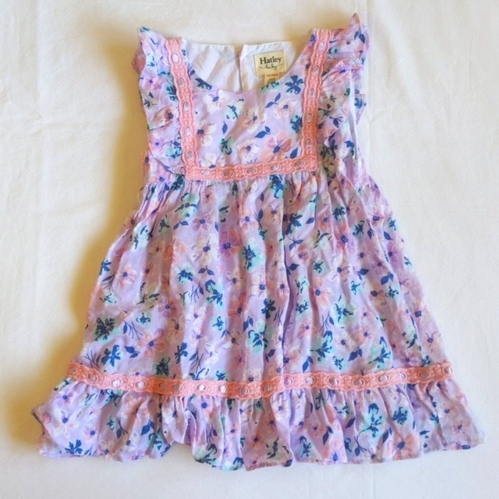 NEW hatley soft spring floral ruffle dress with diaper cover 18-24 months baby